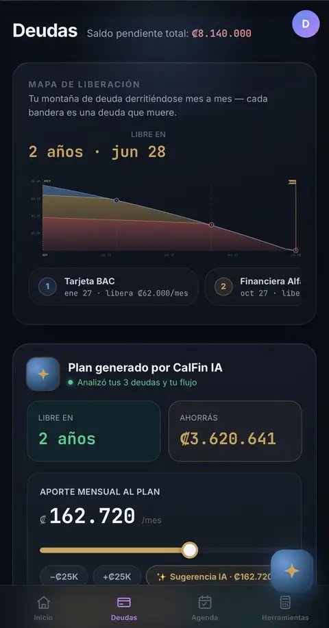 CalFin · Deudas con IA: tu plan de salida con fecha