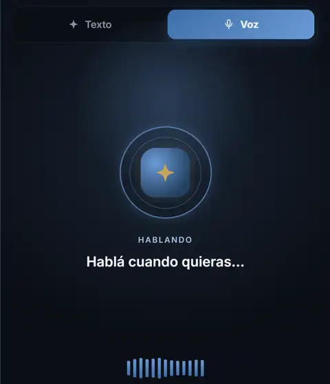 CalFin IA escuchando por voz — orb HABLANDO